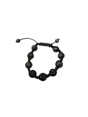🤑 5/$25 Adjustable Black Beaded Shamballa-Style Bracelet